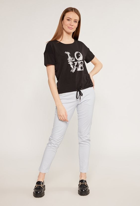 T-shirt damski z ozdobnym panelem