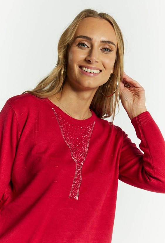 Wiskozowy sweter z dżetami