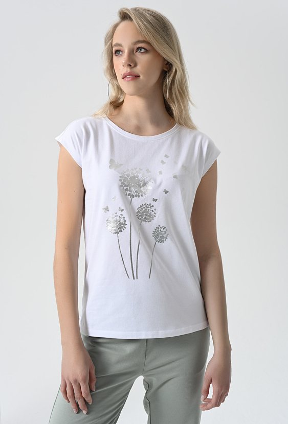 T-shirt z srebrną aplikacją