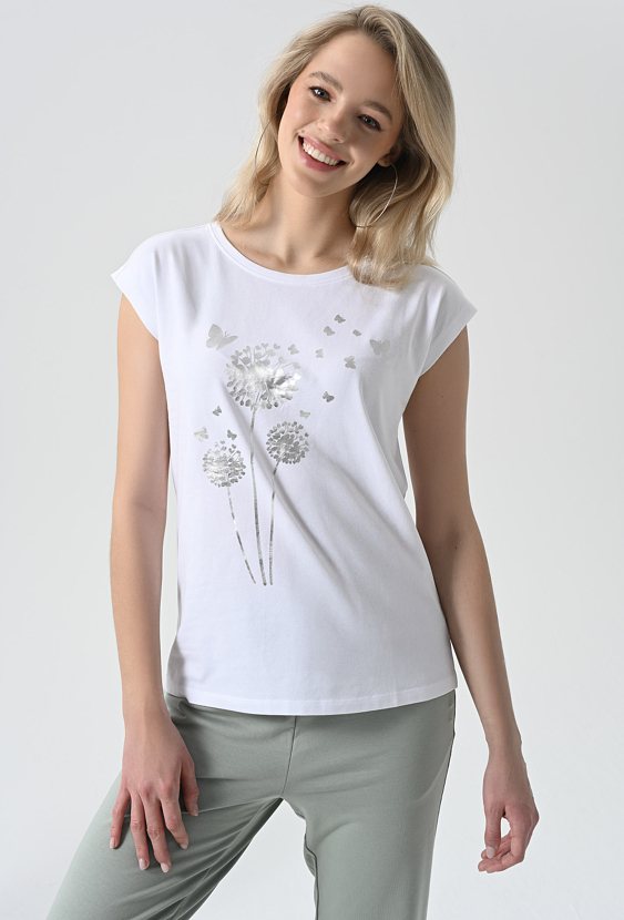 T-shirt z srebrną aplikacją