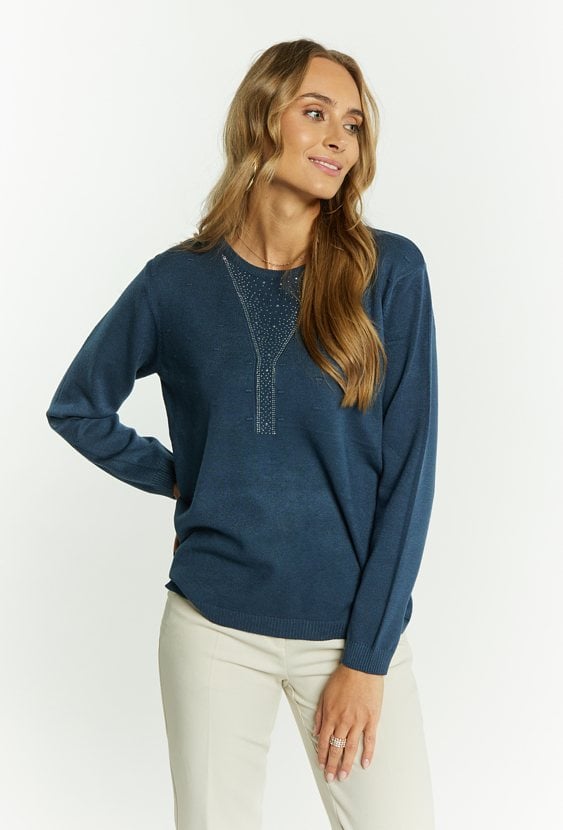 Wiskozowy sweter z dżetami