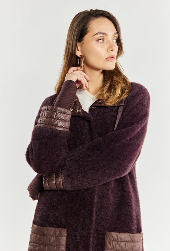 Sweter płaszczowy z kieszeniami