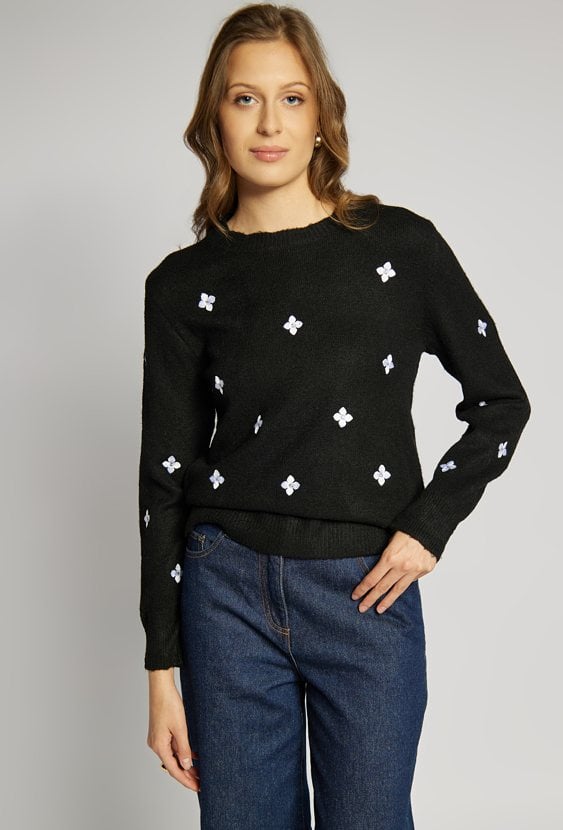 Sweter z kwiatkami