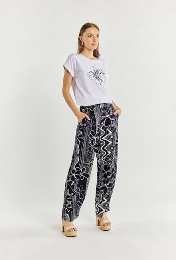 Wzorzyste spodnie z wiskozy