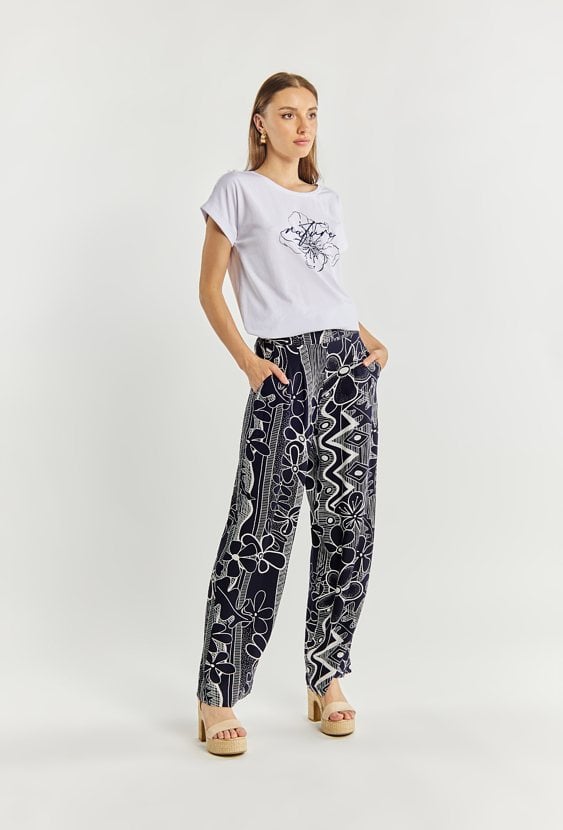 Wzorzyste spodnie z wiskozy