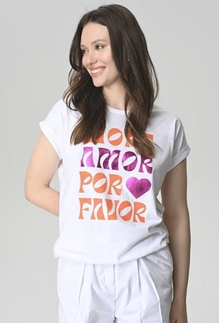 T-shirt z kolorową aplikacją