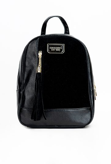 Tekstylny plecak damski z frędzlami