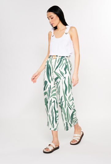 Wzorzyste spodnie z szeroką nogawką