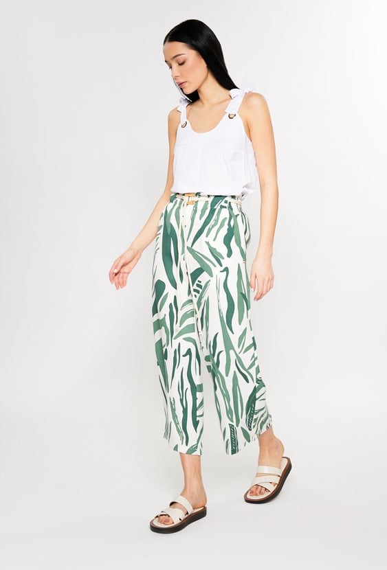 Wzorzyste spodnie z szeroką nogawką