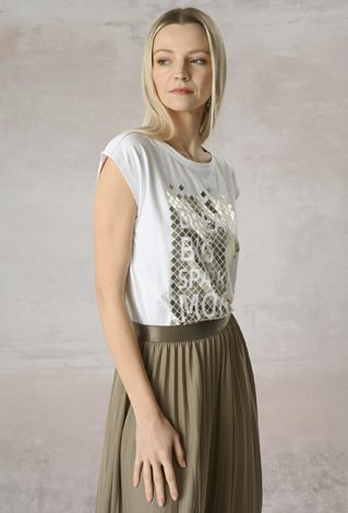 Biały t-shirt ze złota aplikacją
