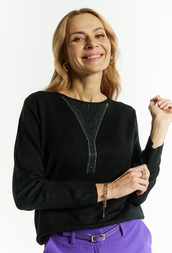 Wiskozowy sweter z dżetami