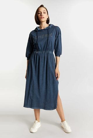 Bawełniana sukienka z dżetowym napisem