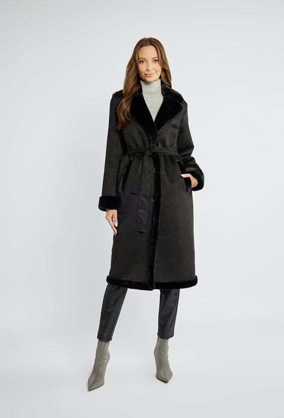 Elegancki płaszcz z wiązaniem