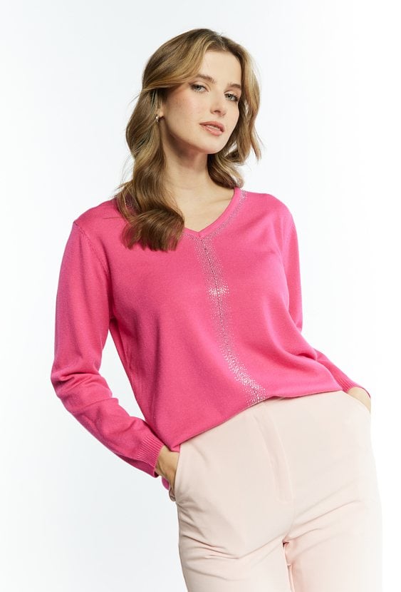 Cienki sweter damski z dżetami