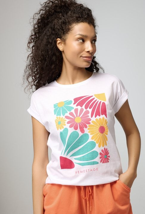 T-shirt w grafika kwiatów