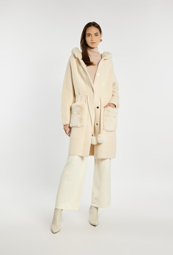 Sweter płaszczowy z kapturem