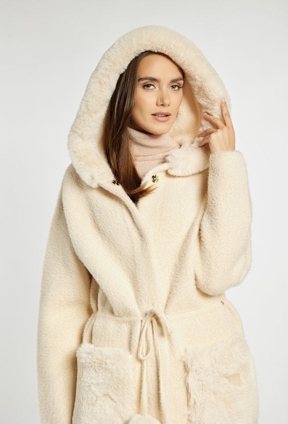 Sweter płaszczowy z kapturem