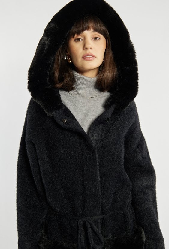 Sweter płaszczowy z kapturem