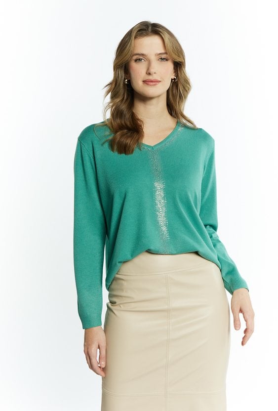 Cienki sweter damski z dżetami