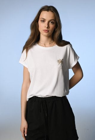 T-shirt ze złotą grafika plamy