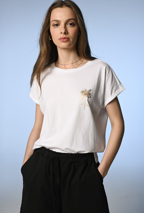 T-shirt ze złotą grafika plamy