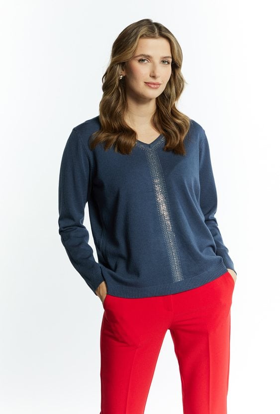 Cienki sweter damski z dżetami