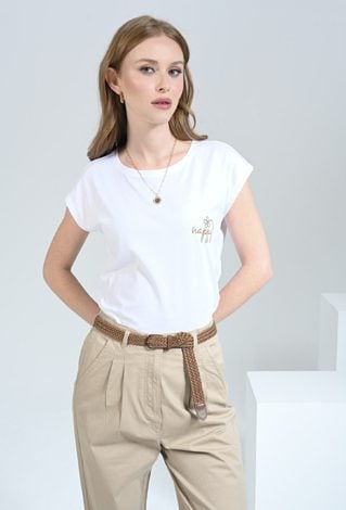 T-shirt ze złotą aplikacją