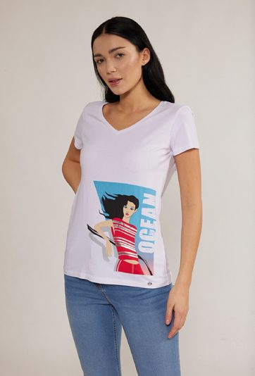 Bawełniany t-shirt z nadrukiem