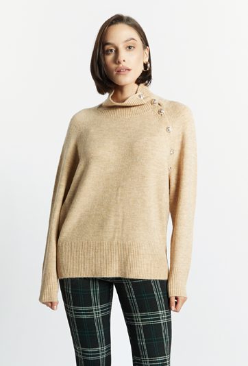 Sweter damski z ozdobnymi guzikami