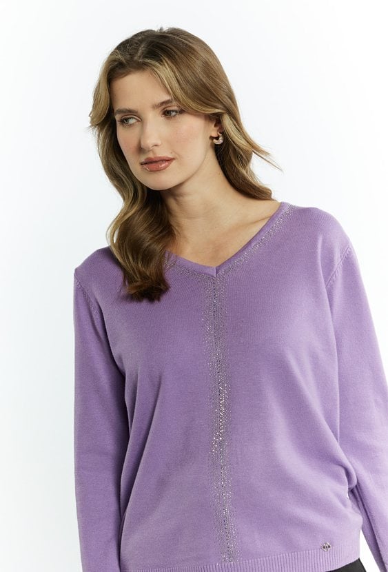 Cienki sweter damski z dżetami