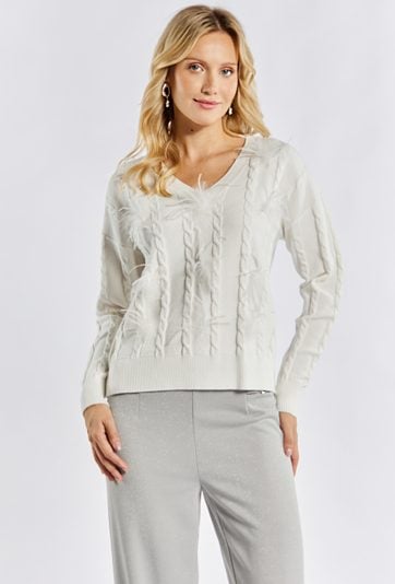 Sweter damski z puszystym akcentem