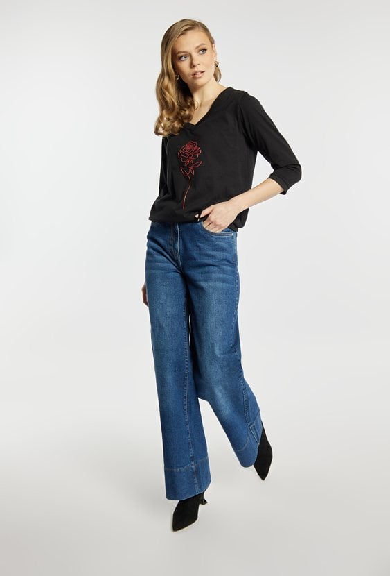 T-shirt z nadrukiem róży