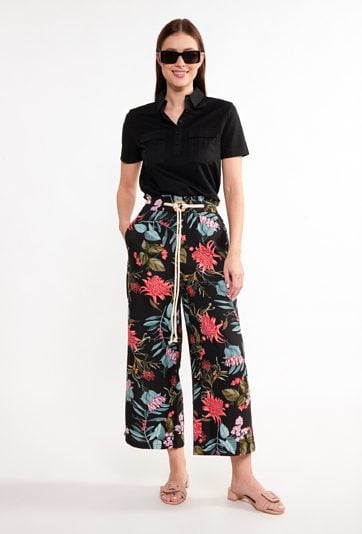 Wzorzyste spodnie z szeroką nogawką