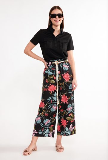 Wzorzyste spodnie z szeroką nogawką