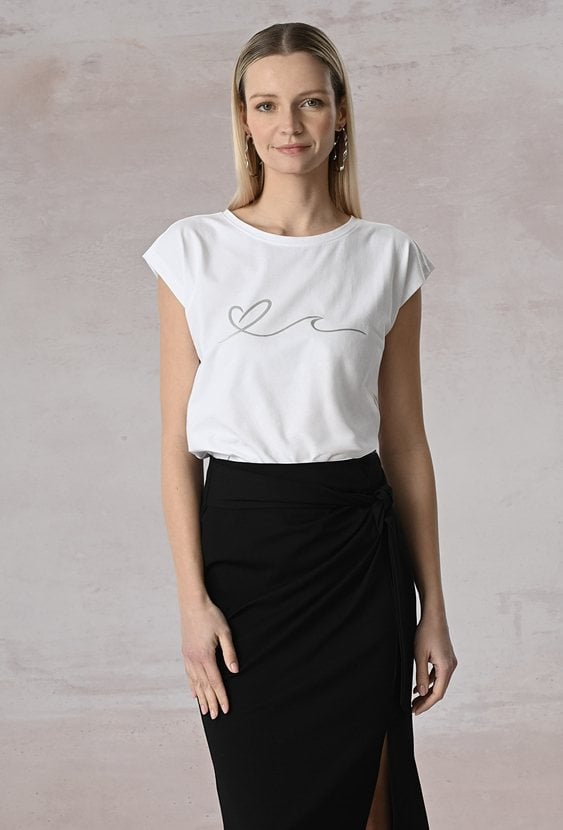 Biały t-shirt z falą