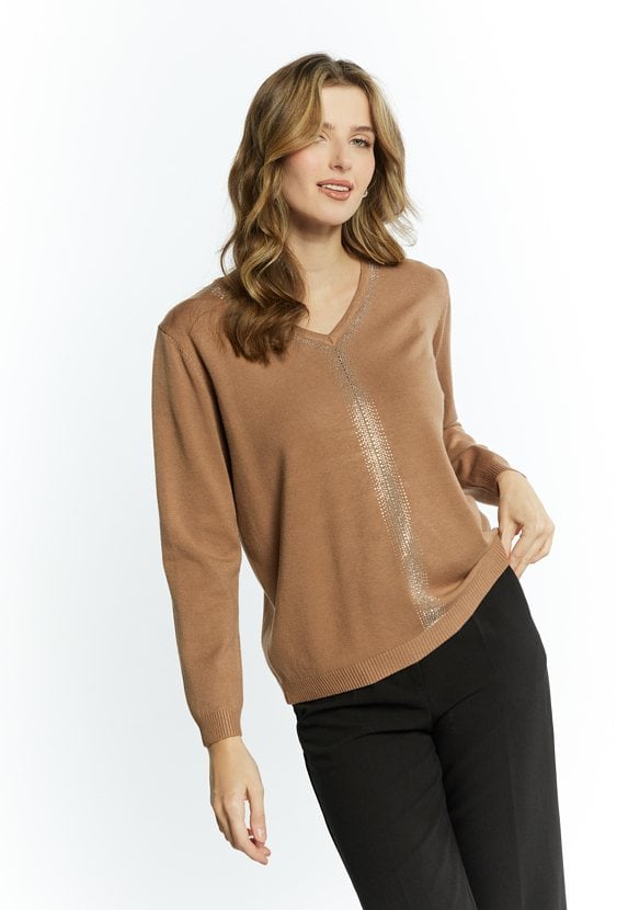 Cienki sweter damski z dżetami