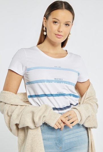 T-shirt damski z paskami