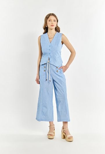 Materiałowe spodnie w paski