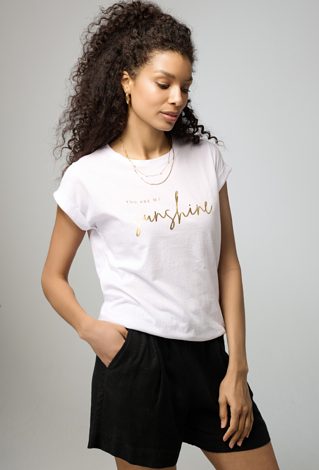 T-shirt ze złotym napisem