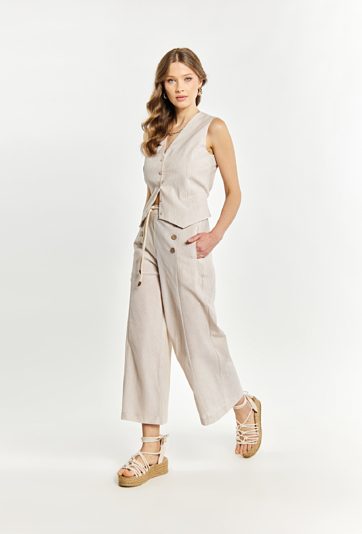 Materiałowe spodnie w paski