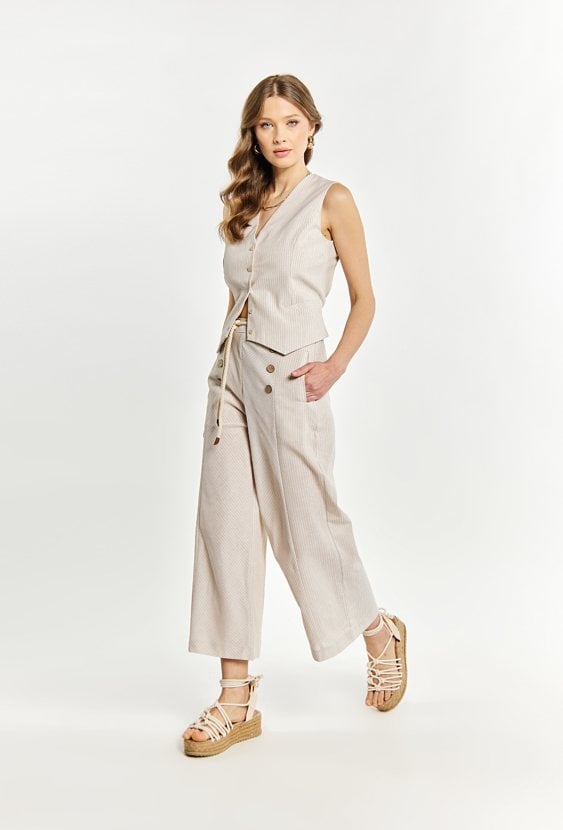 Materiałowe spodnie w paski