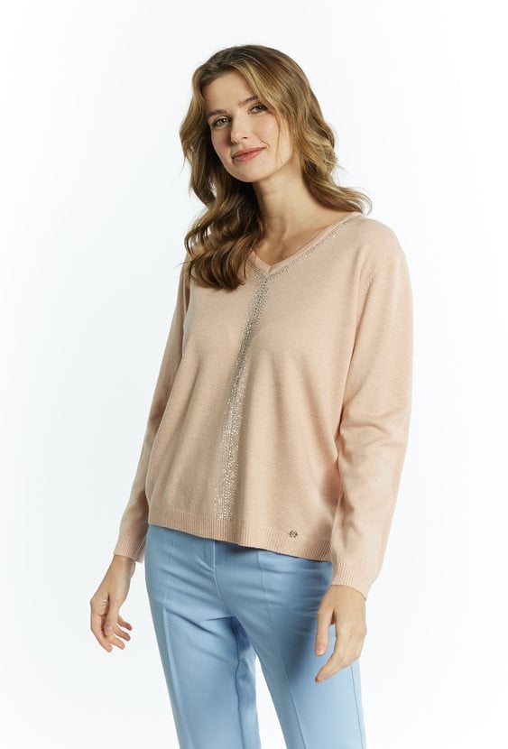 Cienki sweter damski z dżetami