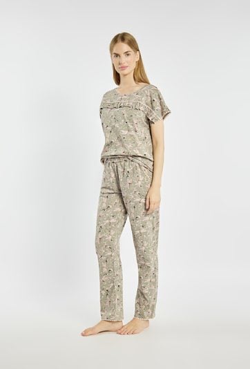 Spodnie od piżamy z wzorem w kwiaty i ważki