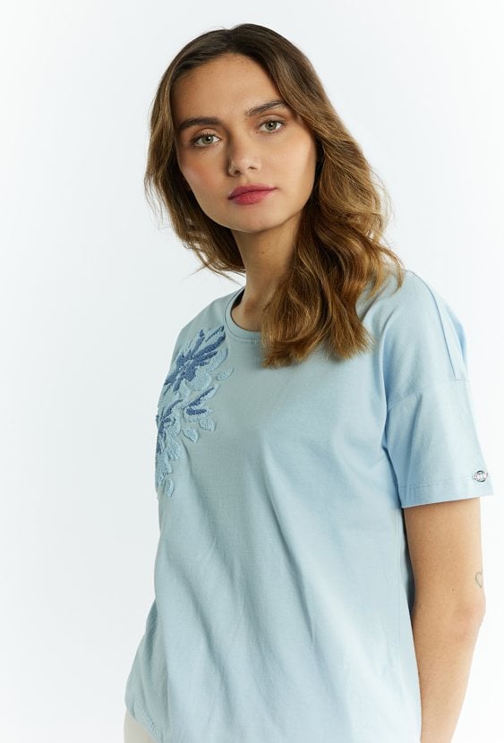 Dzianinowy T-shirt damski