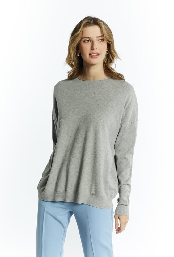 Wiskozowy sweter z dżetami