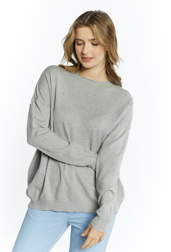 Wiskozowy sweter z dżetami