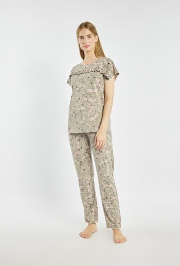 Koszulka od piżamy z wzorem w kwiaty i ważki