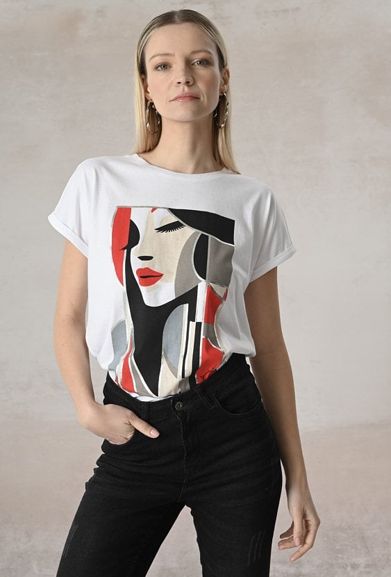 Biały t-shirt z bawełny