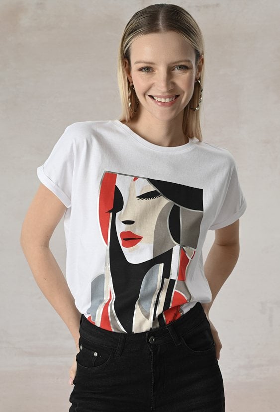 Biały t-shirt z bawełny