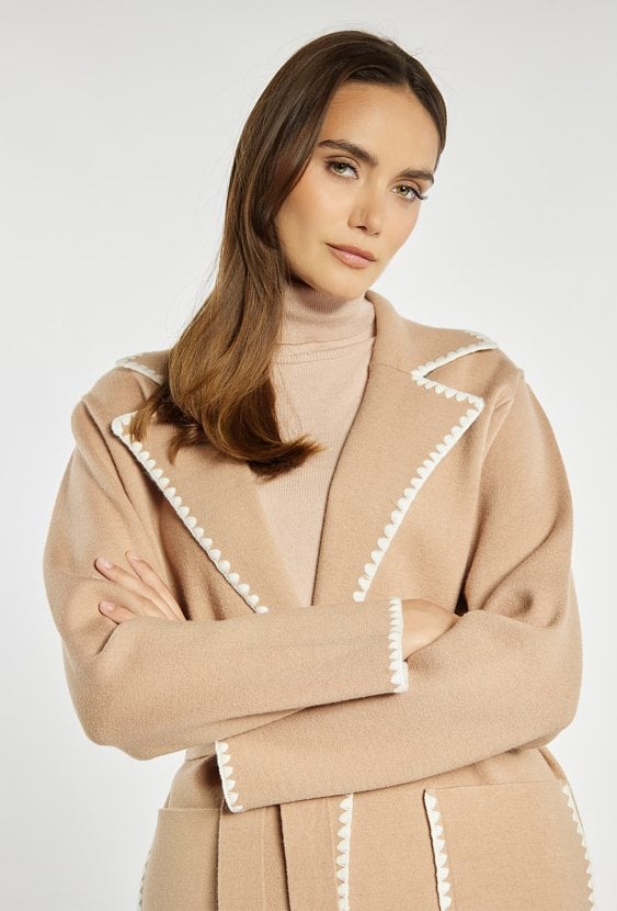 Sweter płaszczowy z wiązaniem